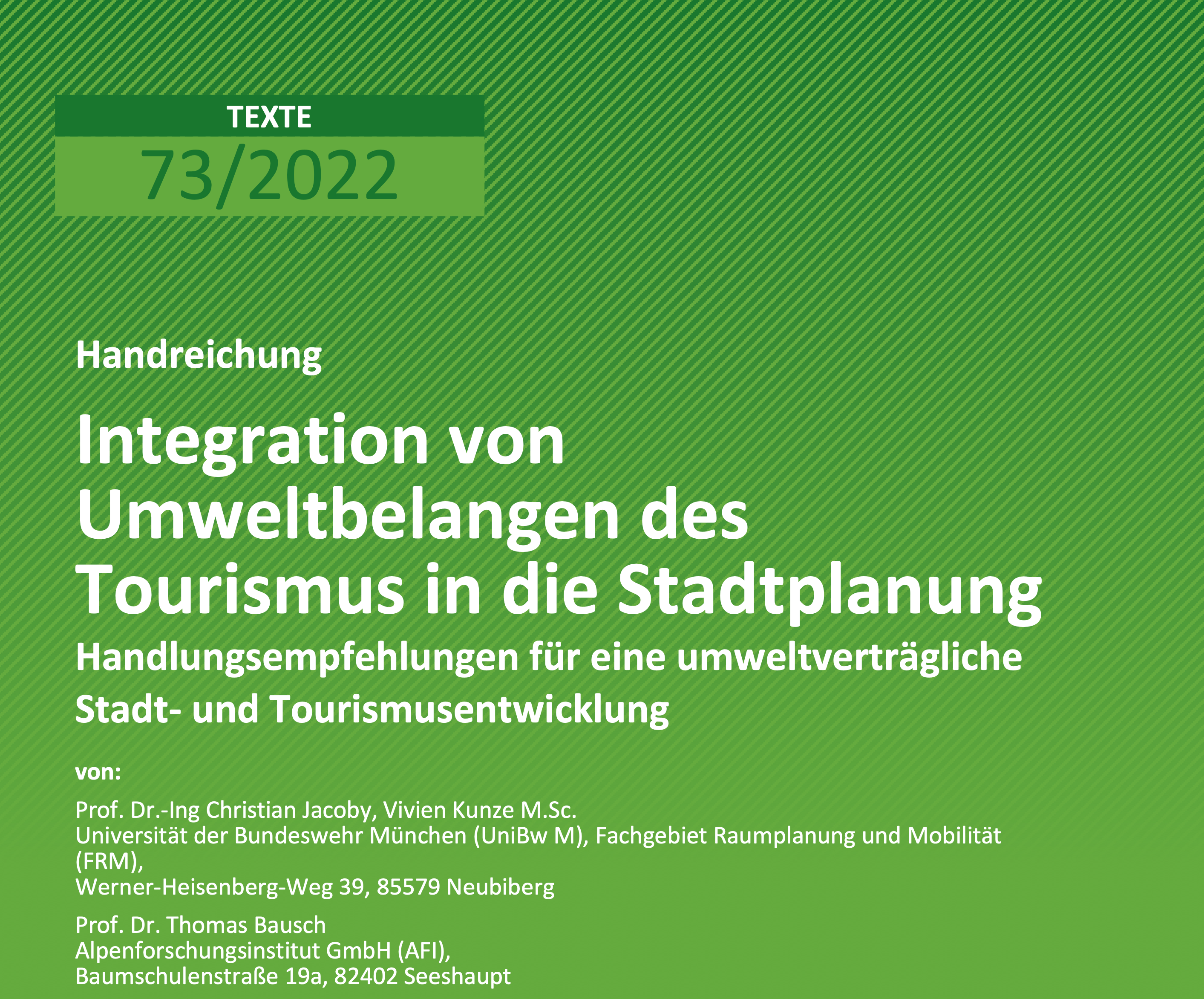 Handreichung Umweltbelange des Tourismus in der Stadtplanung